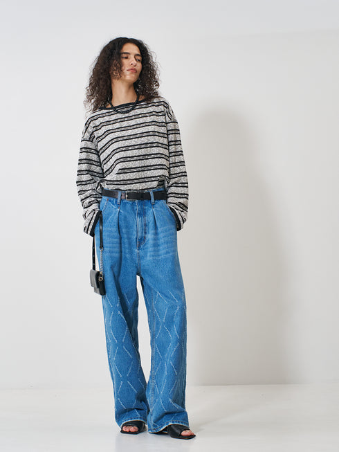 【 予約:2月上旬 】LASER CUT WIDE DENIM /Y261-31001